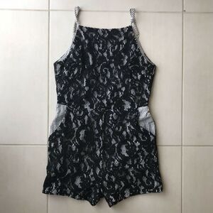 Dress Forum Stripe Seersucker Lace Romper